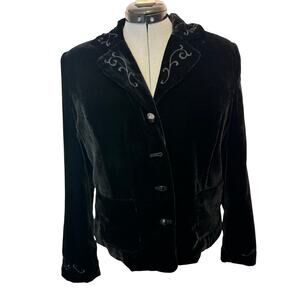 JM Petite Collection Women’s Black Velvet Blazer Jacket Size 12P